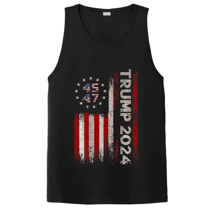 45 47 Trump 2024 American Flag Performance Tank