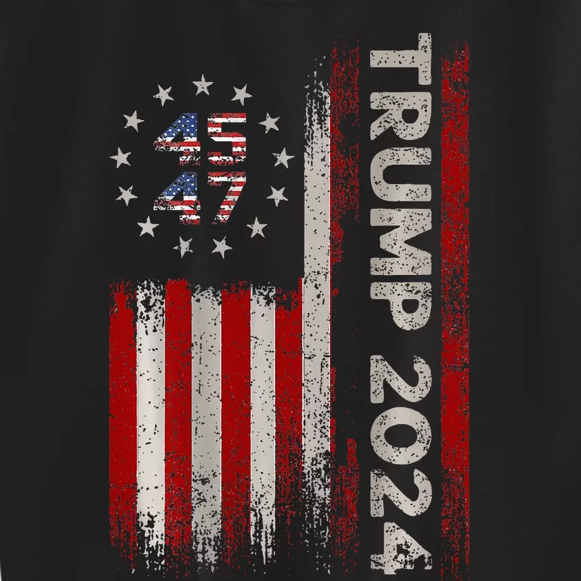 45 47 Trump 2024 American Flag Kids Sweatshirt