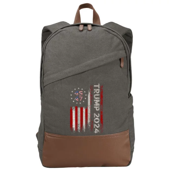 45 47 Trump 2024 American Flag Cotton Canvas Backpack