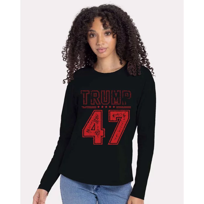 45 47 Trump Vintage American Flag Trump 2024 Womens Cotton Relaxed Long Sleeve T-Shirt