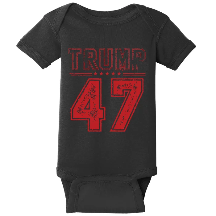 45 47 Trump Vintage American Flag Trump 2024 Baby Bodysuit