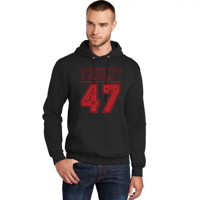 45 47 Trump Vintage American Flag Trump 2024 Tall Hoodie