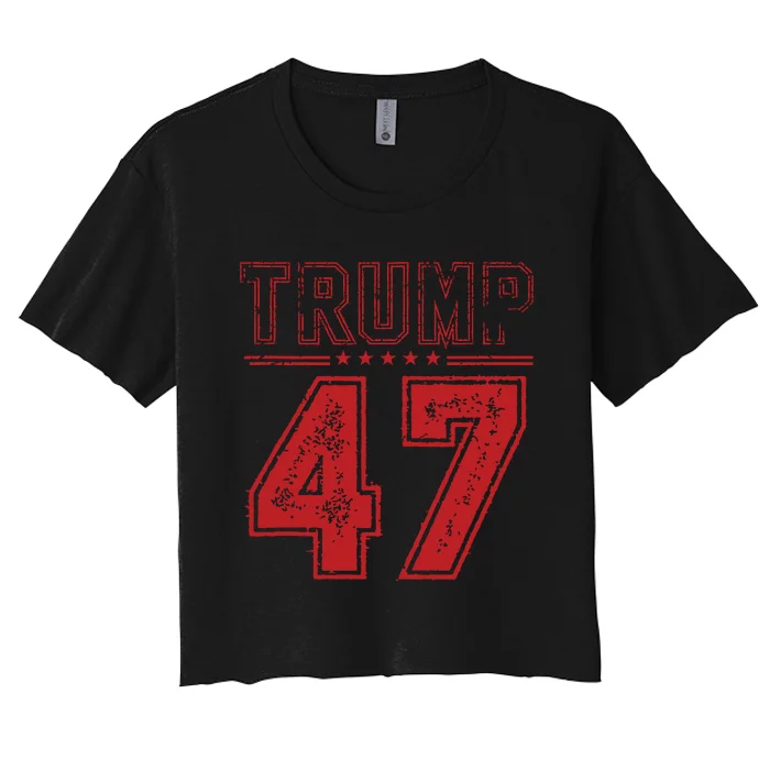 45 47 Trump Vintage American Flag Trump 2024 Women's Crop Top Tee