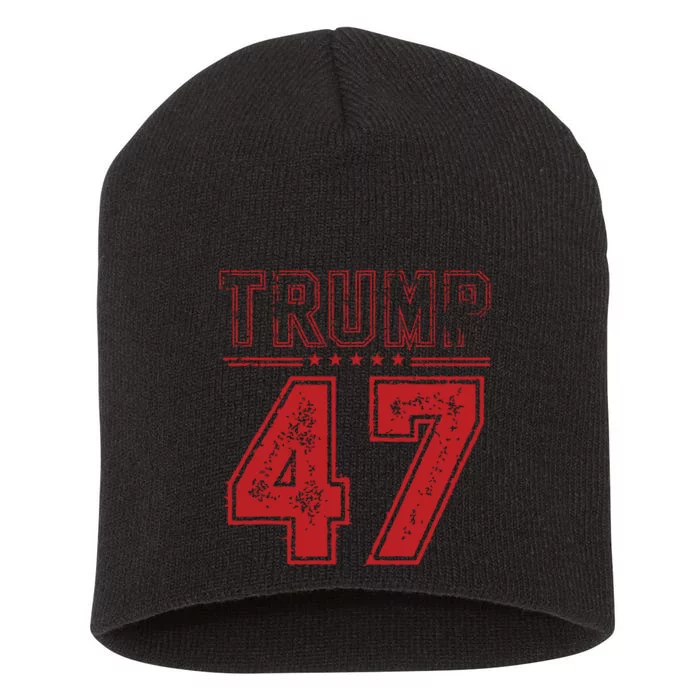 45 47 Trump Vintage American Flag Trump 2024 Short Acrylic Beanie