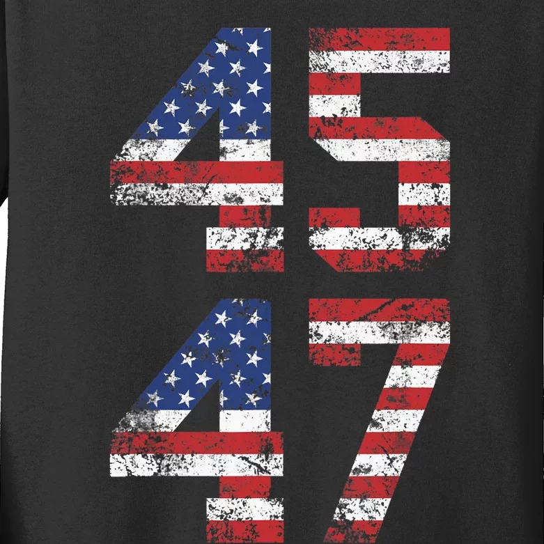 45 47 Trump 2024 Kids Long Sleeve Shirt