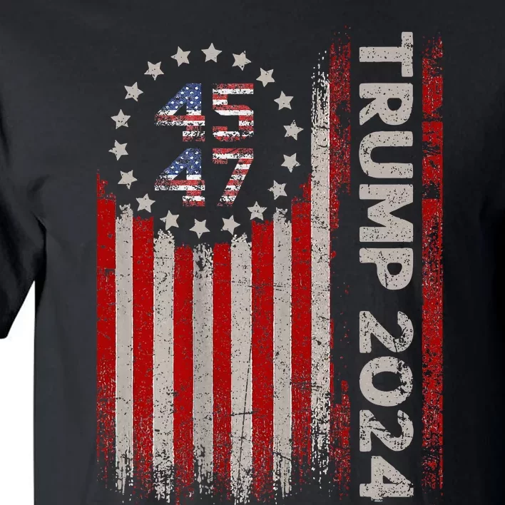 45 47 Trump 2024 American Flag Tall T-Shirt