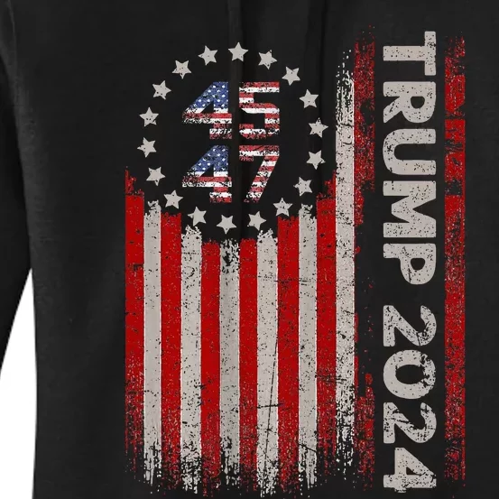 45 47 Trump 2024 American Flag Women's Pullover Hoodie