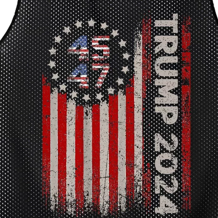 45 47 Trump 2024 American Flag Mesh Reversible Basketball Jersey Tank