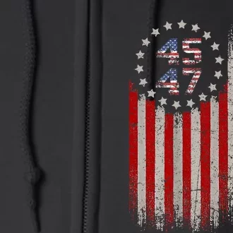 45 47 Trump 2024 American Flag Full Zip Hoodie