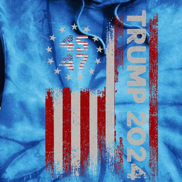 45 47 Trump 2024 American Flag Tie Dye Hoodie