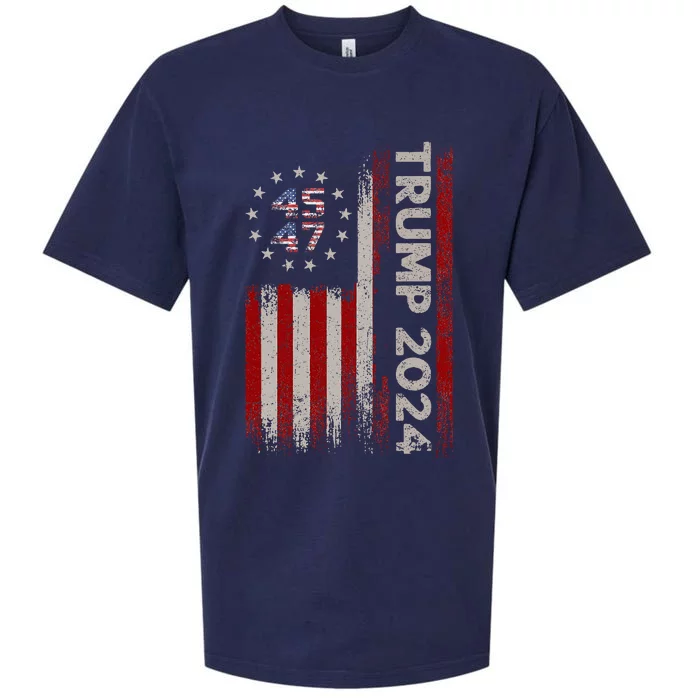 45 47 Trump 2024 American Flag Sueded Cloud Jersey T-Shirt