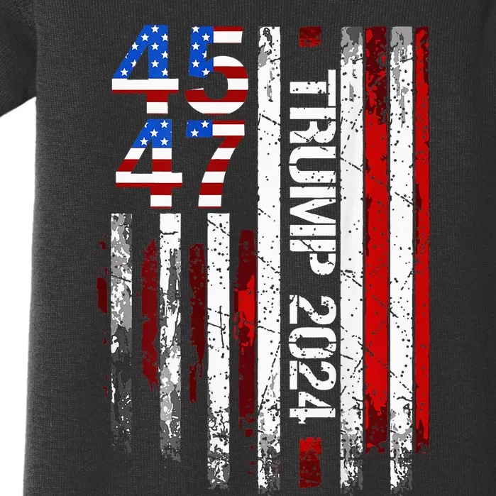 45 47 Trump 2024 American Flag Baby Bodysuit