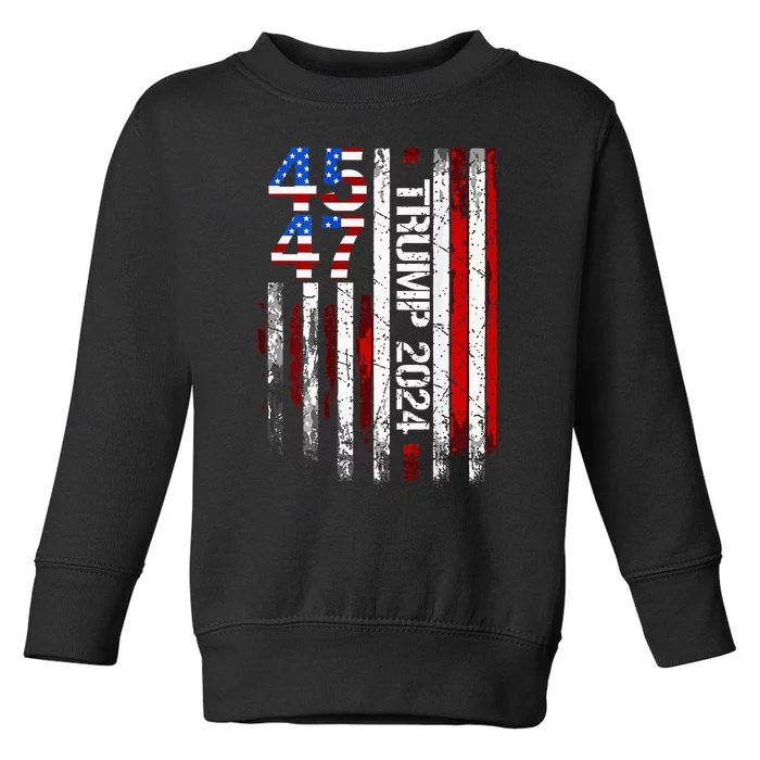 45 47 Trump 2024 American Flag Toddler Sweatshirt