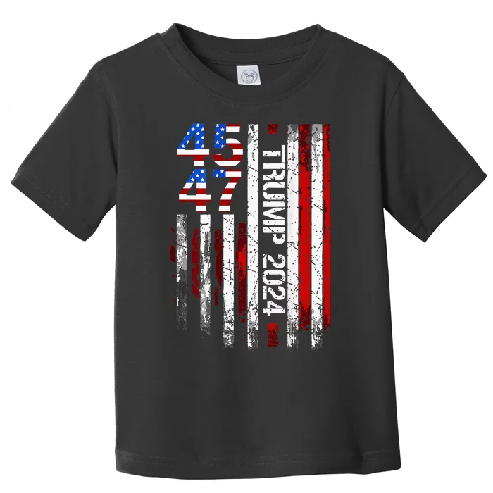 45 47 Trump 2024 American Flag Toddler T-Shirt