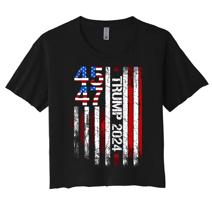 45 47 Trump 2024 American Flag Women's Crop Top Tee