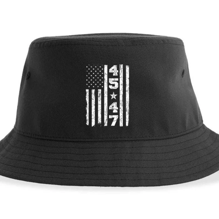 45 47 Trump Vintage Usa Flag 2024 President Election Politic Sustainable Bucket Hat