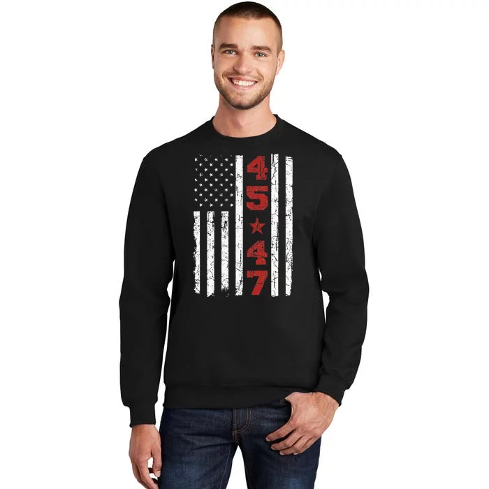 45 47 Trump Vintage Usa Flag 2024 President Election Politic Sweatshirt