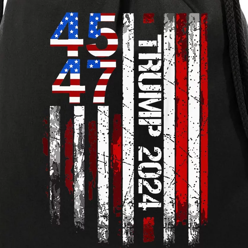 45 47 Trump 2024 American Flag Drawstring Bag