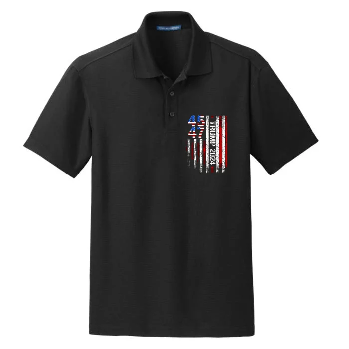 45 47 Trump 2024 American Flag Dry Zone Grid Performance Polo