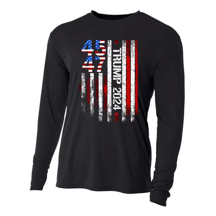 45 47 Trump 2024 American Flag Cooling Performance Long Sleeve Crew