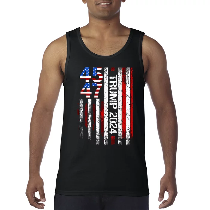 45 47 Trump 2024 American Flag Tank Top