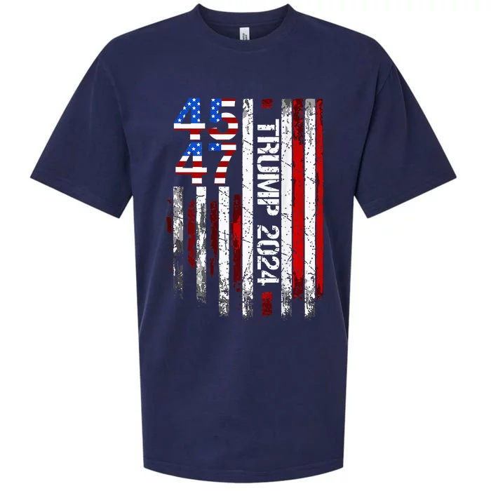 45 47 Trump 2024 American Flag Sueded Cloud Jersey T-Shirt