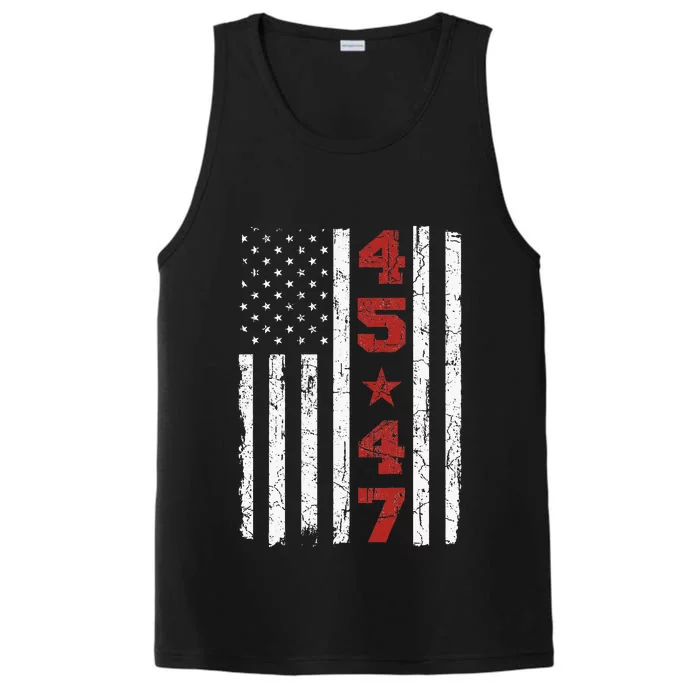 45 47 Trump Vintage Usa Flag 2024 President Election Politic Performance Tank