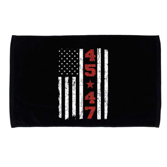 45 47 Trump Vintage Usa Flag 2024 President Election Politic Microfiber Hand Towel