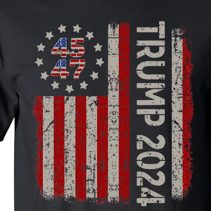 45 47 Trump 2024 American Flag Tall T-Shirt