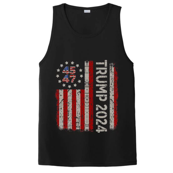 45 47 Trump 2024 American Flag Performance Tank