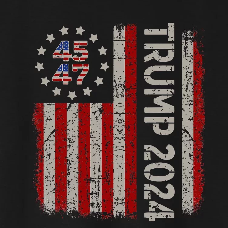 45 47 Trump 2024 American Flag Women's Crop Top Tee