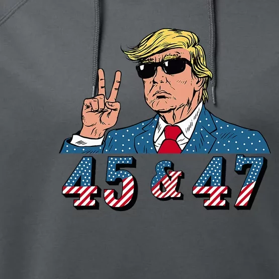 45 47 Trump Vote Elect Won Performance Fleece Hoodie