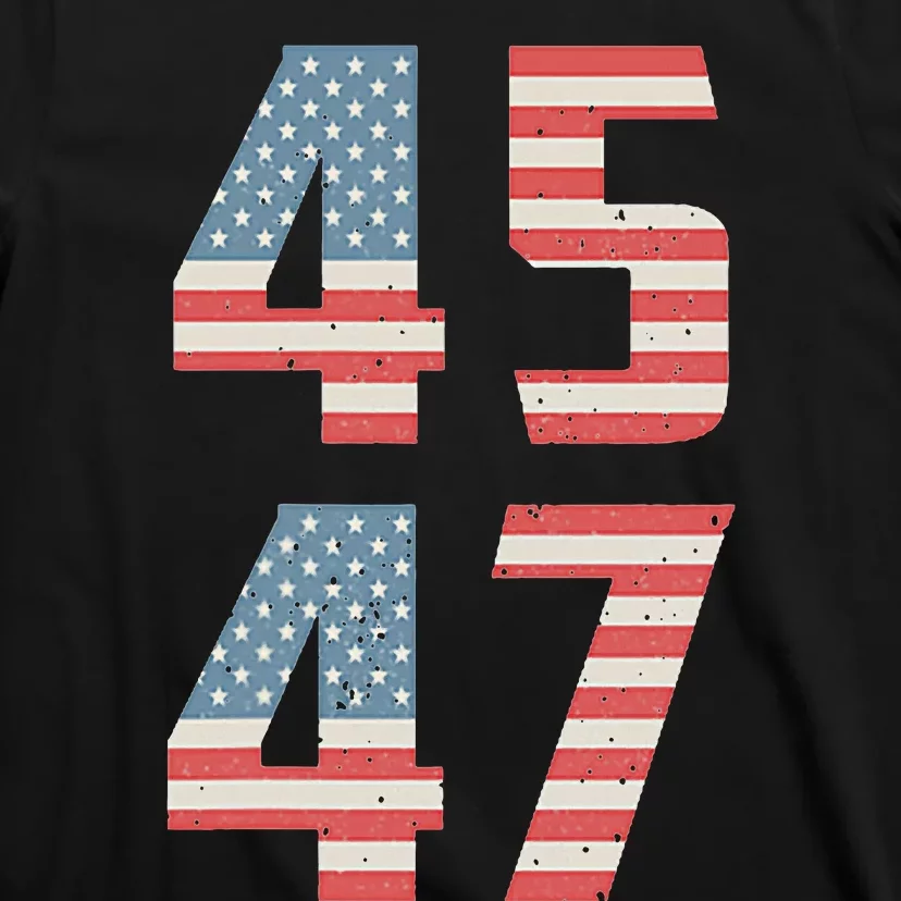 45 47 Trump Retro Usa Flag 2024 President Pocket T-Shirt