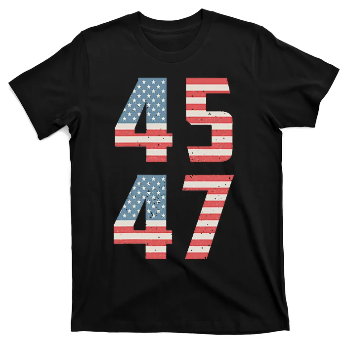 45 47 Trump Retro Usa Flag 2024 President Pocket T-Shirt