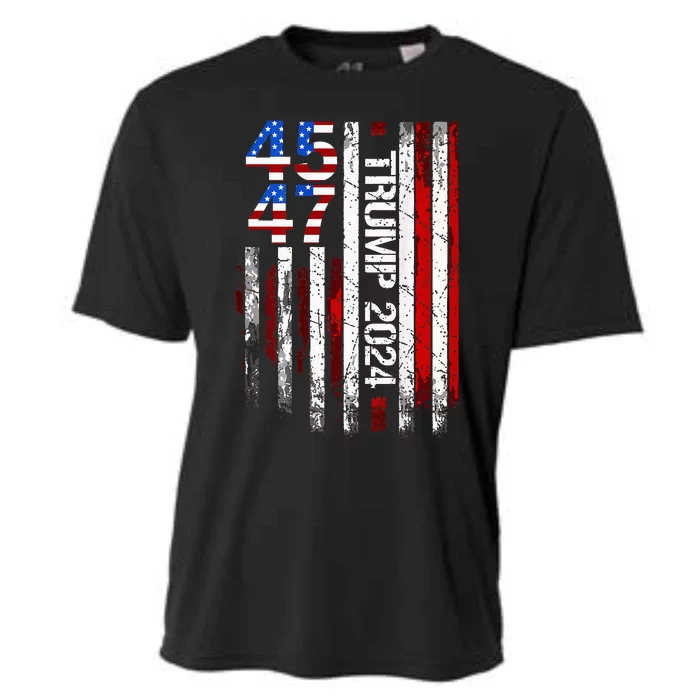 45 47 Trump 2024 American Flag Cooling Performance Crew T-Shirt