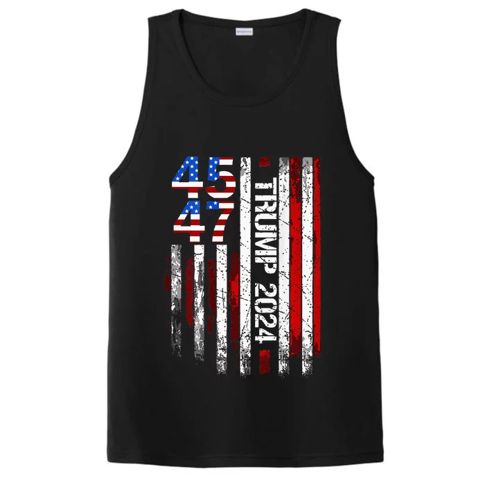 45 47 Trump 2024 American Flag Performance Tank