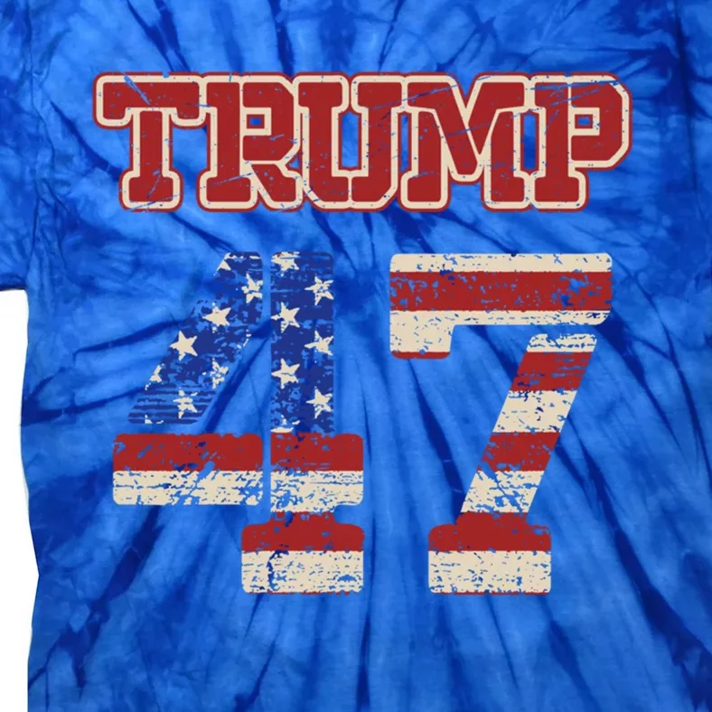 45 47 Trump 2024 American Flag Cute Gift Tie-Dye T-Shirt