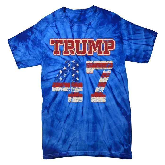 45 47 Trump 2024 American Flag Cute Gift Tie-Dye T-Shirt