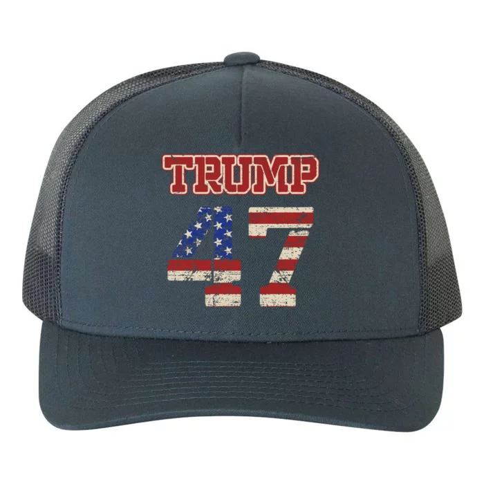 45 47 Trump 2024 American Flag Cute Gift Yupoong Adult 5-Panel Trucker Hat