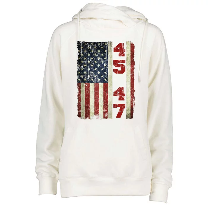 45 47 Trump Vintage Usa Flag 2024 President Election Politic Womens Funnel Neck Pullover Hood