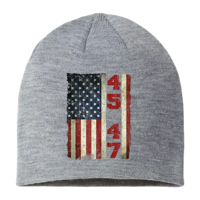 45 47 Trump Vintage Usa Flag 2024 President Election Politic 8 1/2in Sustainable Knit Beanie