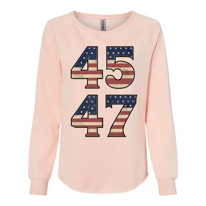 45 47 Trump 2024 Vintage American Flag Gift Womens California Wash Sweatshirt