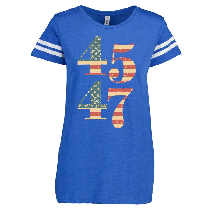 45 47 Trump 2024 Vintage Flag Support Trump 45 47 Enza Ladies Jersey Football T-Shirt