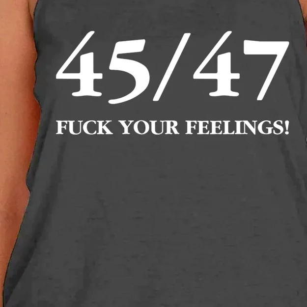 45 47 Trump 2024 Fuck Your Feelings Women's Knotted Racerback Tank