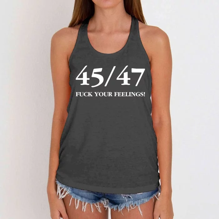 45 47 Trump 2024 Fuck Your Feelings Women's Knotted Racerback Tank