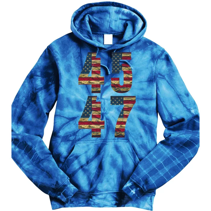 45 47 Trump Vintage American Flag Trump 2024 Cute Gift Tie Dye Hoodie