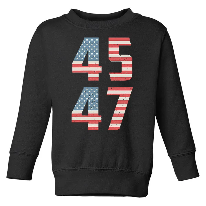 45 47 Trump Vintage Retro Usa Flag 2024 President Pocket Toddler Sweatshirt