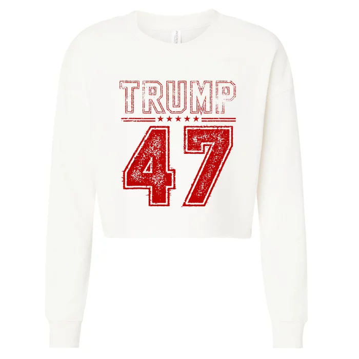 45 47 Trump Vintage American Flag Trump 2024 Cropped Pullover Crew