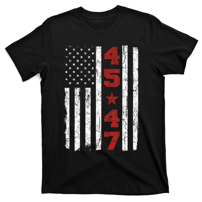 45 47 Trump Vintage Usa Flag 2024 President Election T-Shirt