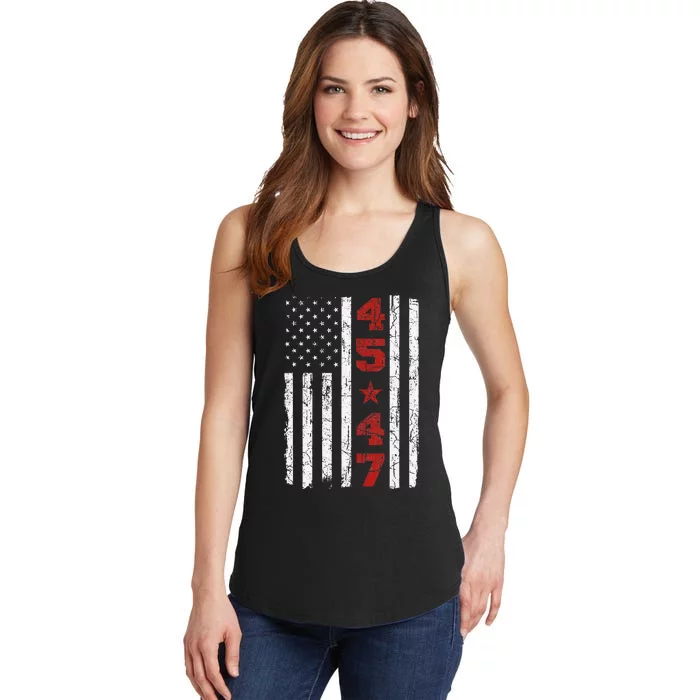 45 47 Trump Vintage Usa Flag 2024 President Election Ladies Essential Tank